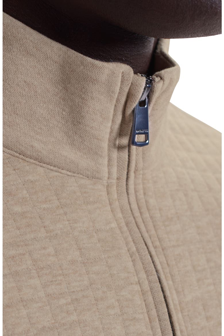 Waffle Quarter Zip Cotton Blend Pullover, Alternate, color, SAND