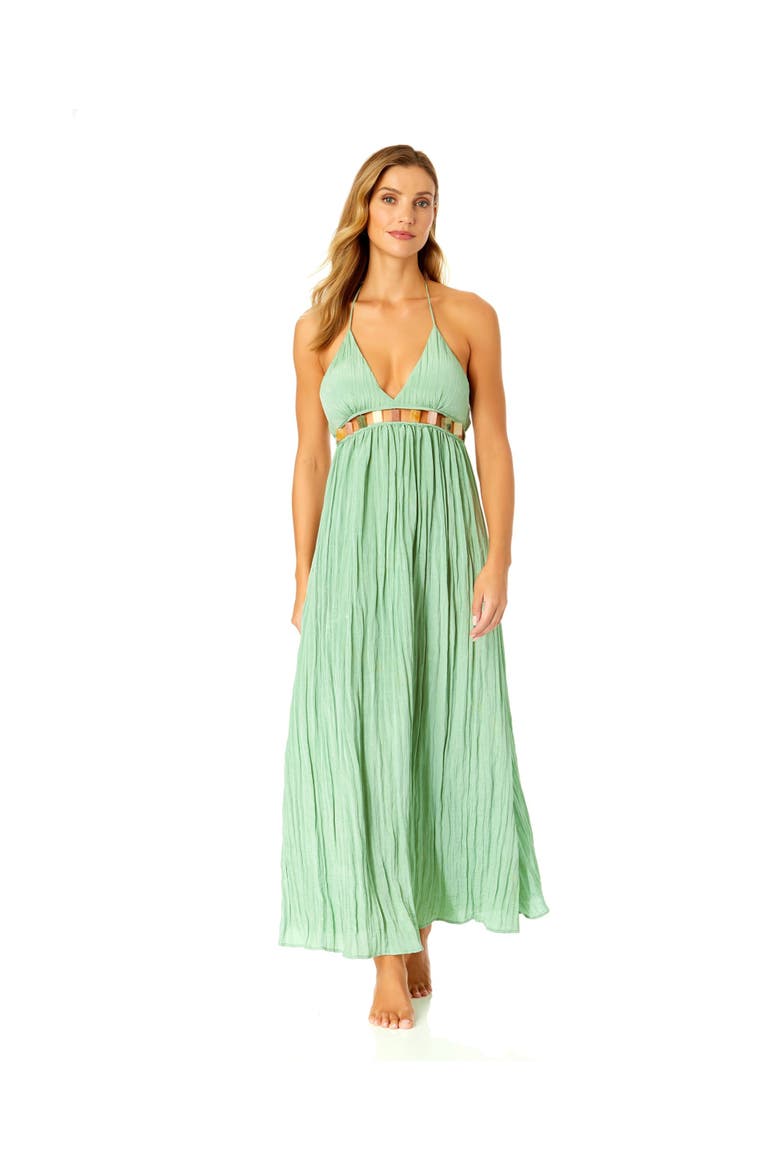 Women's V Neck Jewel Maxi Dress With Spaghetti Straps Cover Up, Main, color, Basil