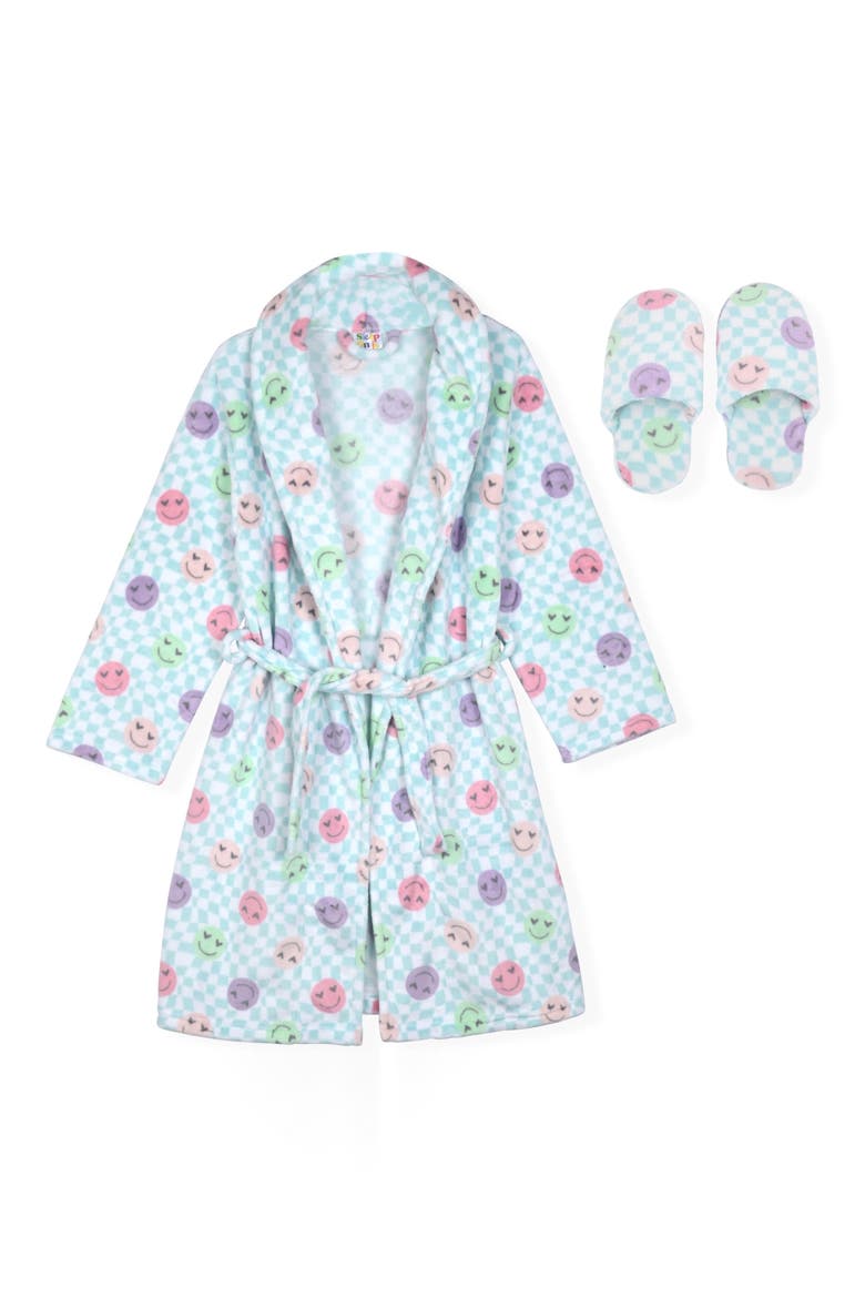 Kids' Fleece Flannel Robe & Slipper Set, Main, color, MULTI