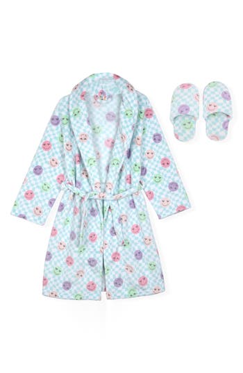 Sleep On It Kids' Fleece Flannel Robe & Slipper Set In Multi