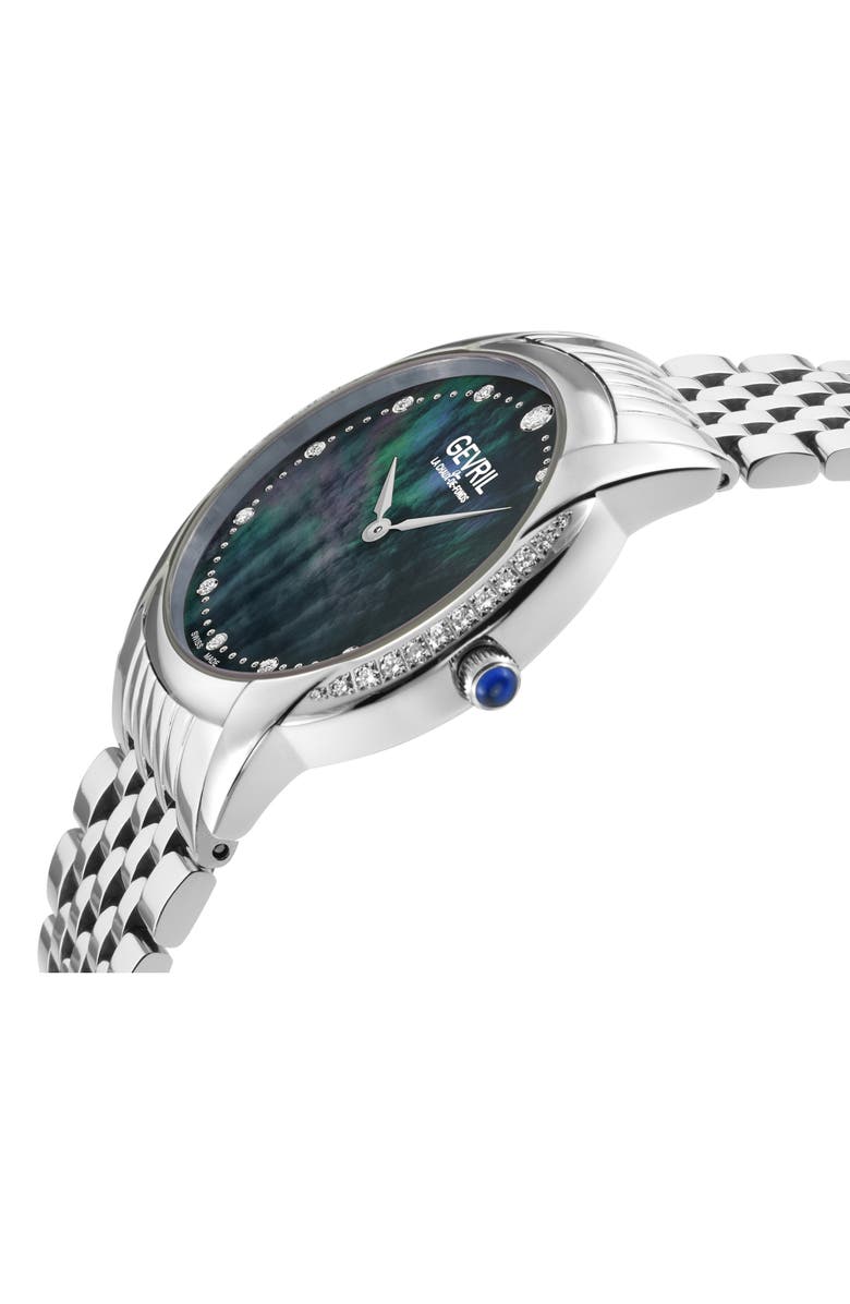 GEVRIL Airolo Swiss Diamond Bracelet Watch, 36mm - 0.56ct., Alternate, color, Silver