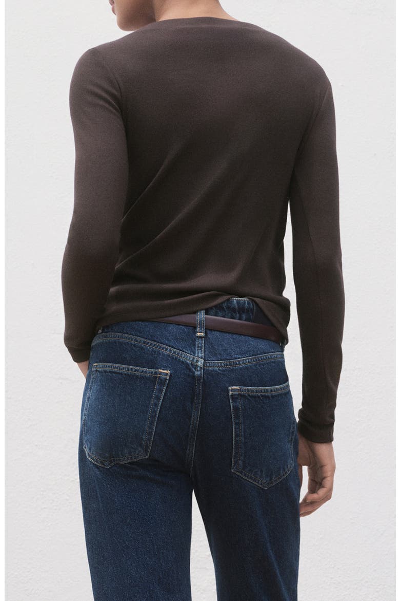 Boat Neck Long Sleeve T-Shirt, Alternate, color, CHOCOLATE