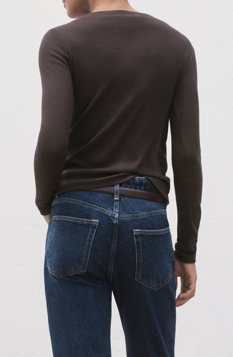 MANGO Boat Neck Long Sleeve T-Shirt, Alternate, color, Chocolate