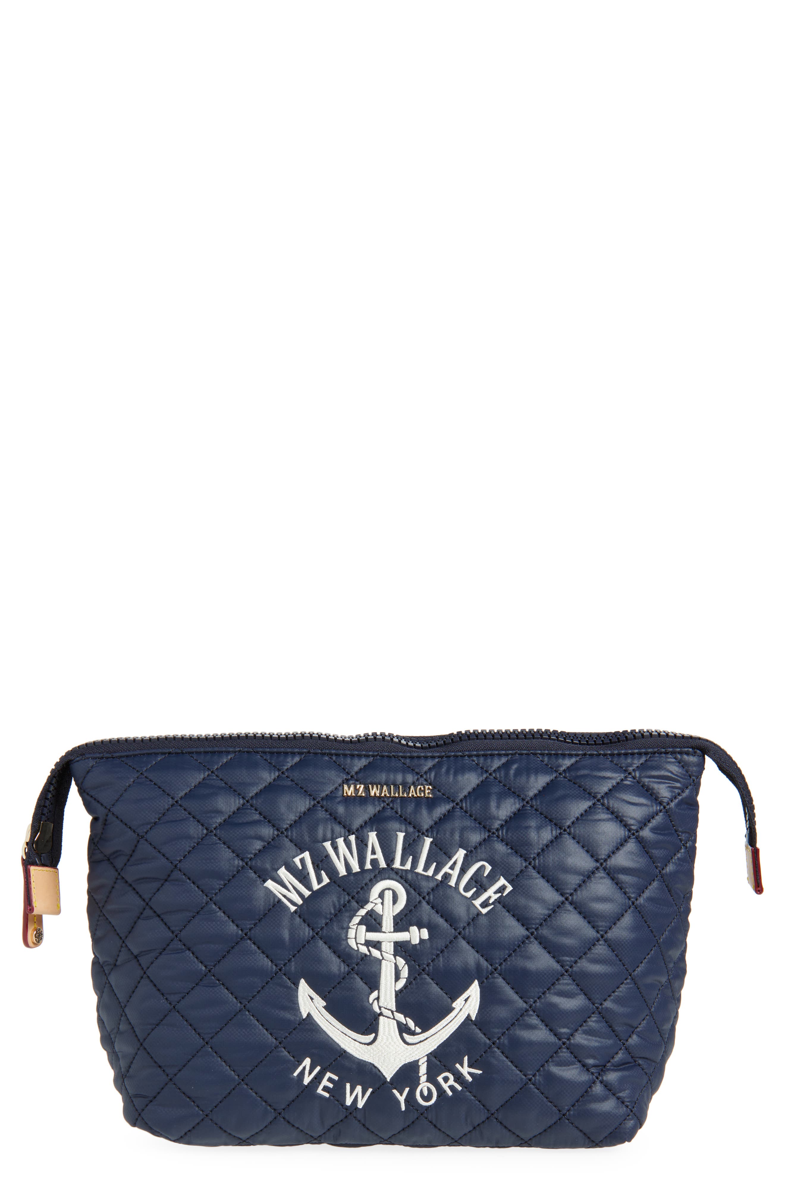 Large Zoey Quilted Nylon Clutch, Main, color, MZW ANCHOR