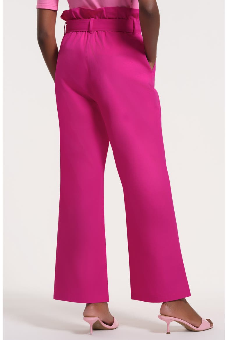 Paper Bag Waist Cotton Pants, Alternate, color, HOT PINK