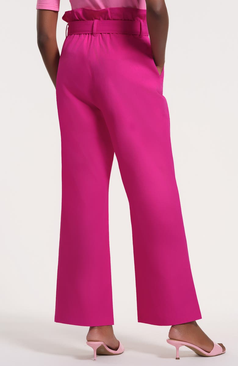 Isaac Mizrahi New York Paper Bag Waist Cotton Pants, Alternate, color, Hot Pink