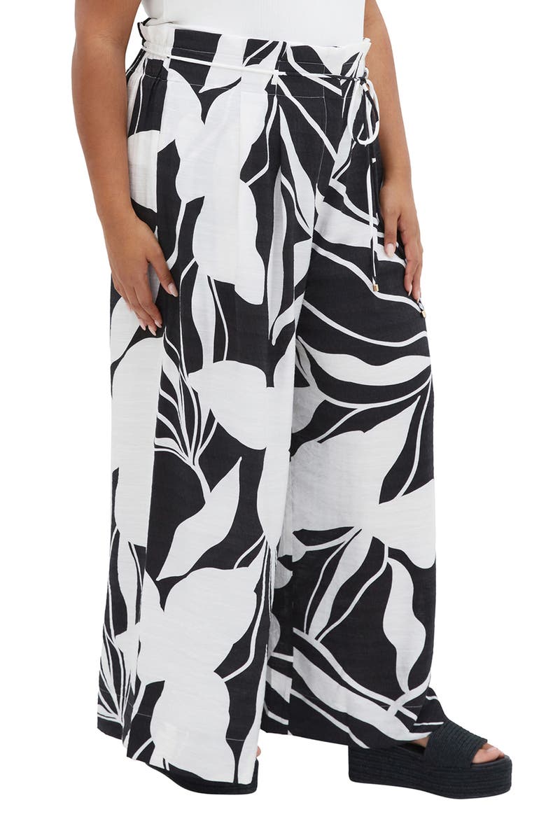 High Waist Wide Leg Pants, Alternate, color, PALM PARADISE