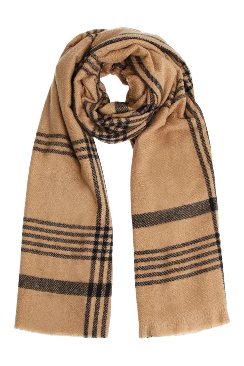 Panorama Check Scarf, Main, color, Camel