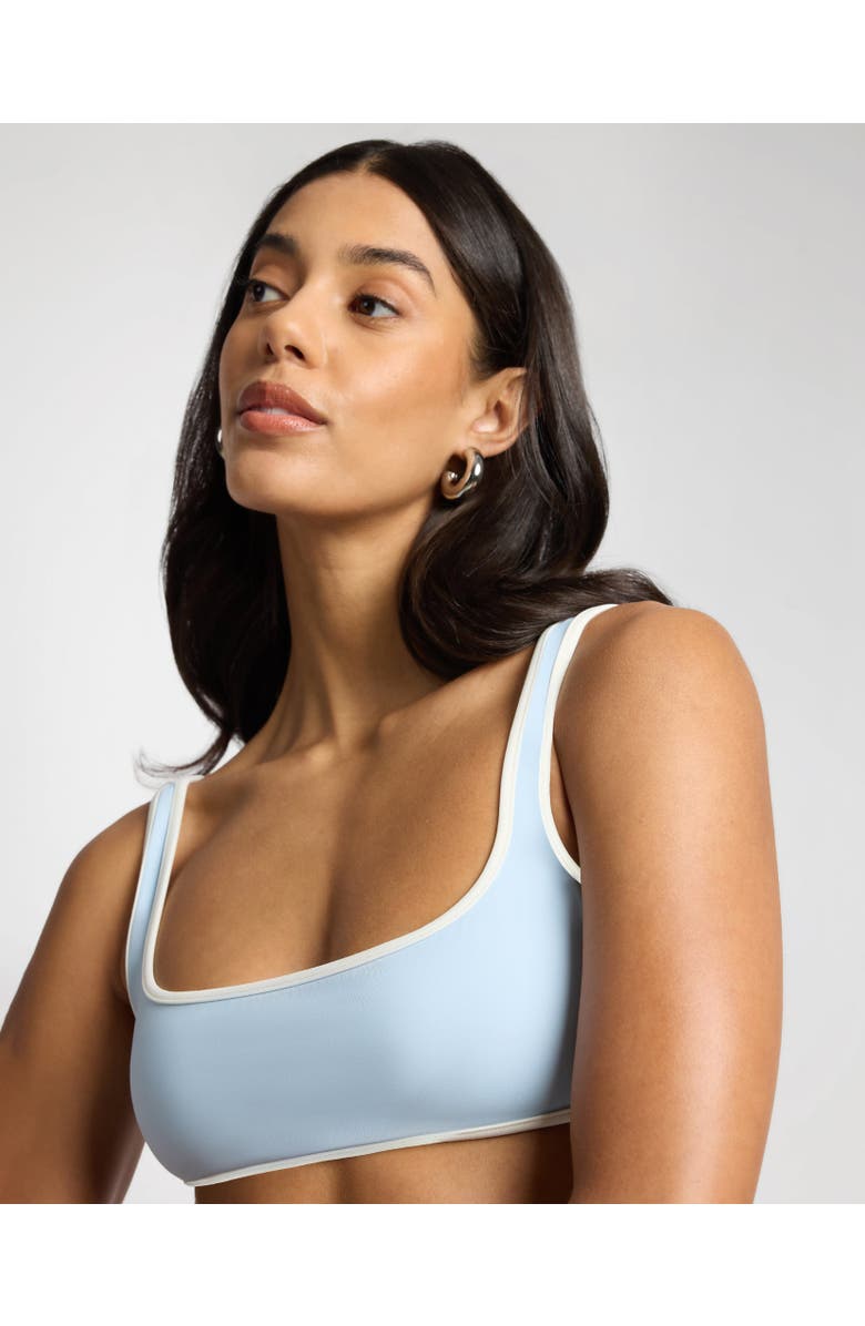 Onia Claire Square Neck Bikini Top, Alternate, color, Sky/White