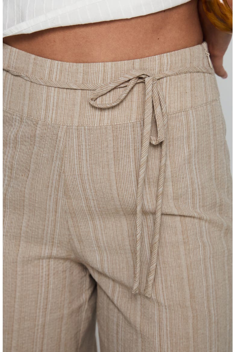 Rush Hours Tie Waist Flare Pants, Alternate, color, BEIGE