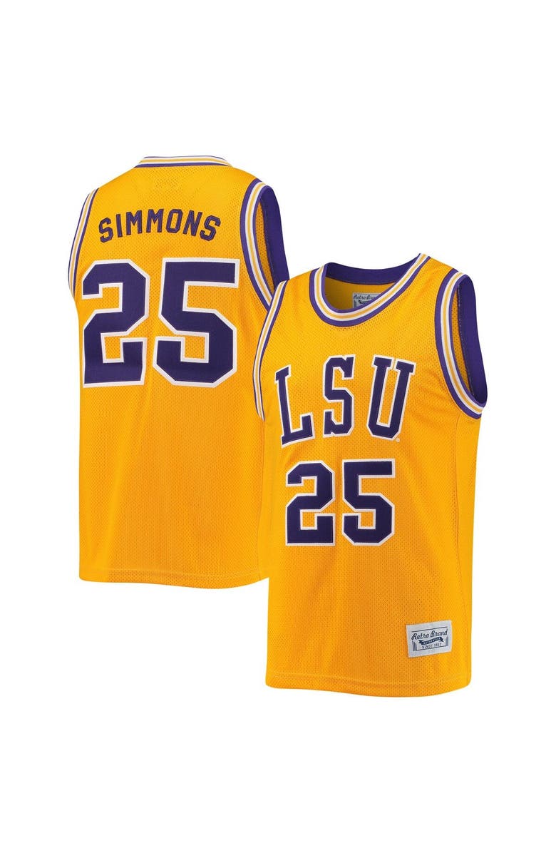 Retro Brand Men's Original Retro Brand Ben Simmons Gold LSU Tigers Commemorative Classic Basketball Jersey, Main, color, 