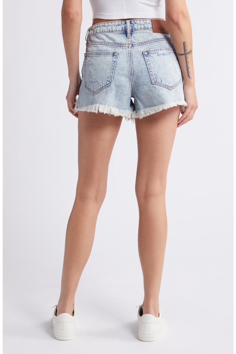 Heavy Frayed High Waist Nonstretch Cutoff Mom Shorts, Alternate, color, LIGHT WASH