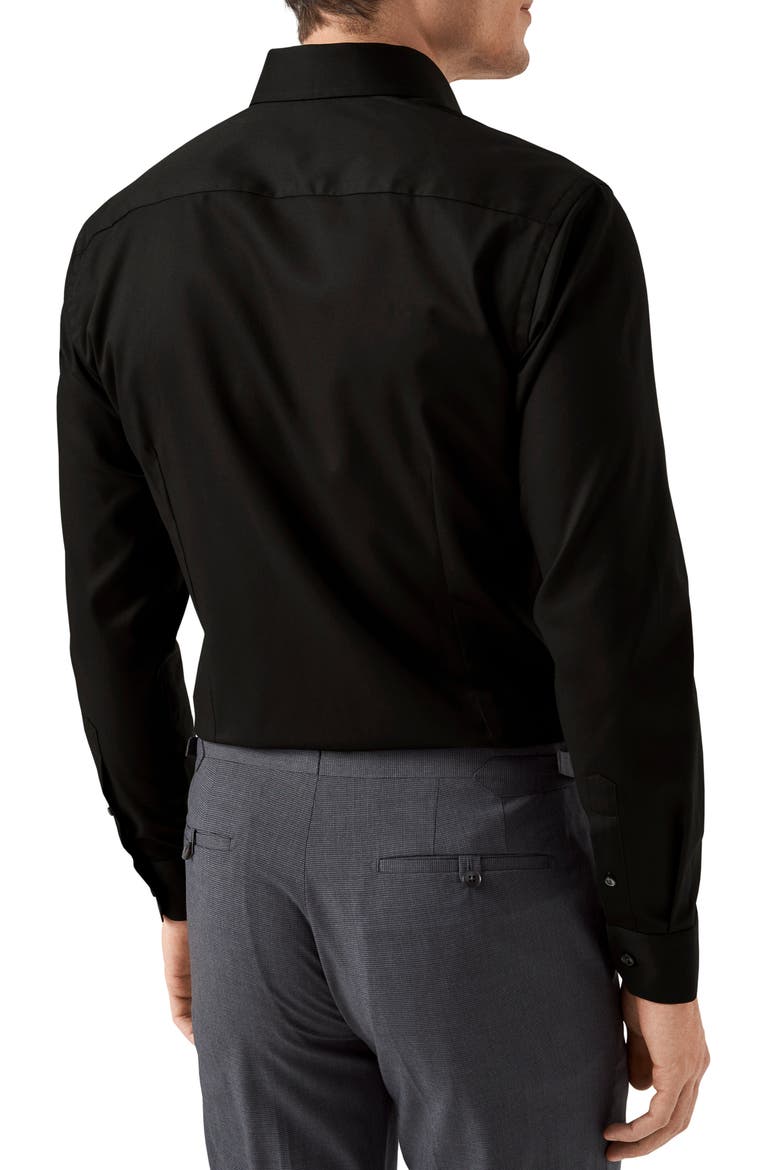 Slim Fit Cotton Twill Dress Shirt, Alternate, color, BLACK