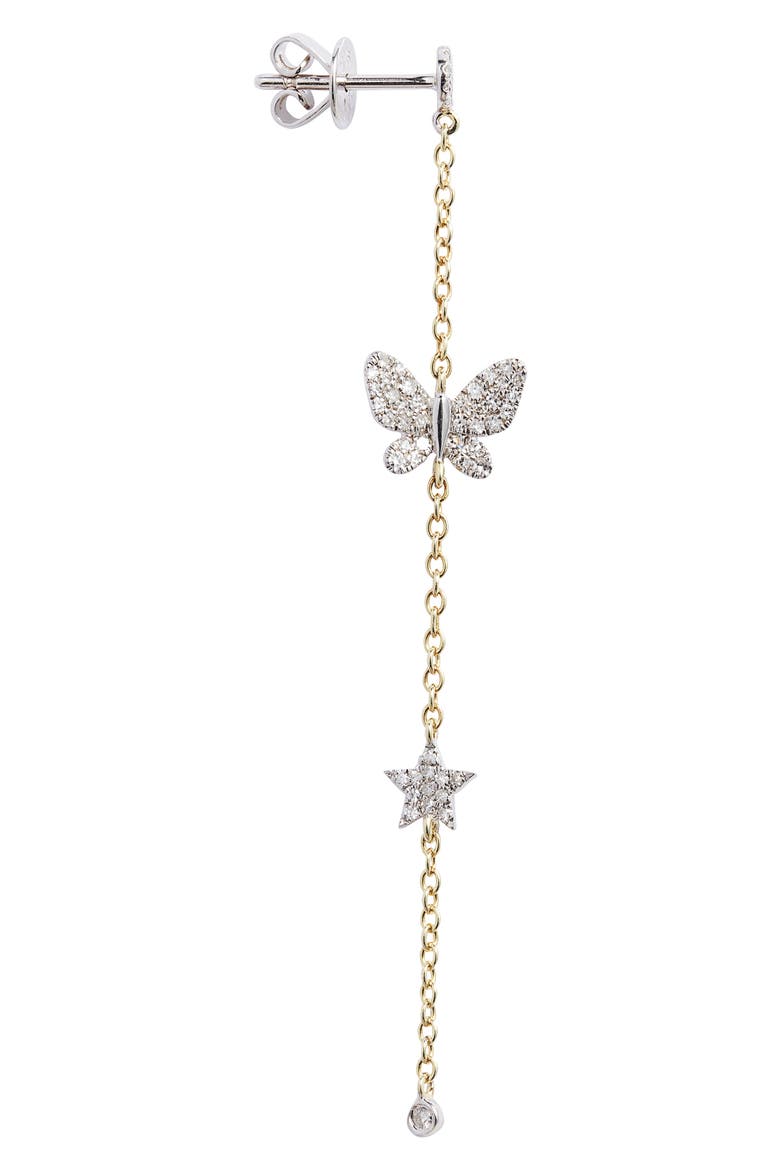 Butterfly Diamond Drop Earrings, Alternate, color, YELLOW GOLD