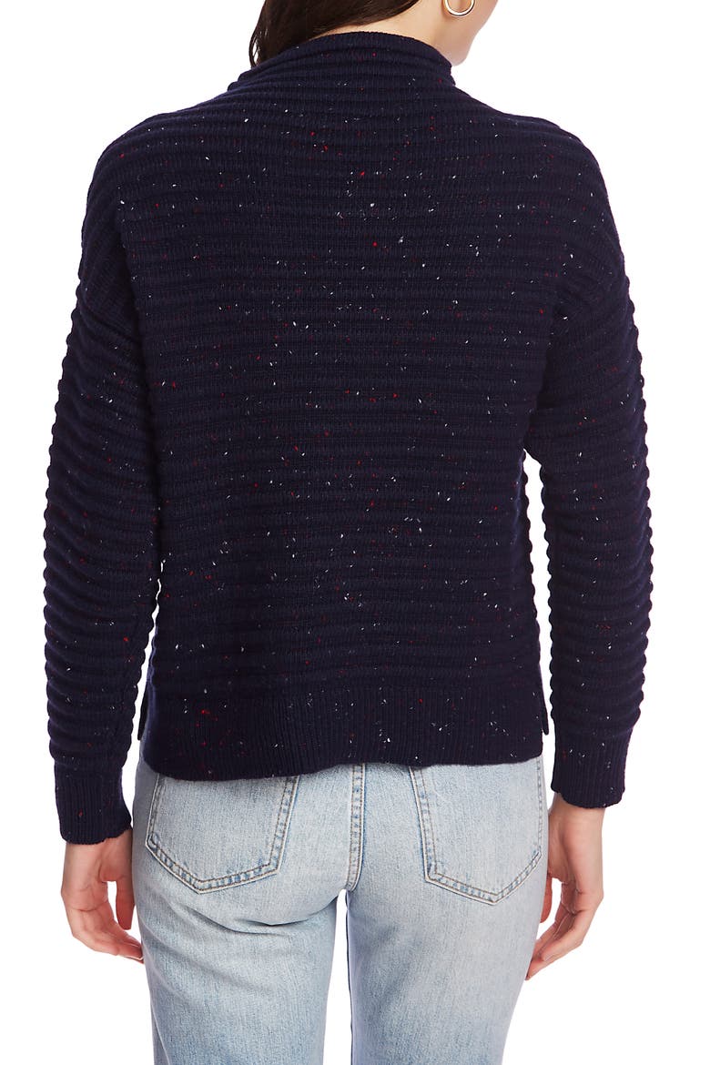 Speckled Ottoman Turtleneck Sweater, Alternate, color, BLACK