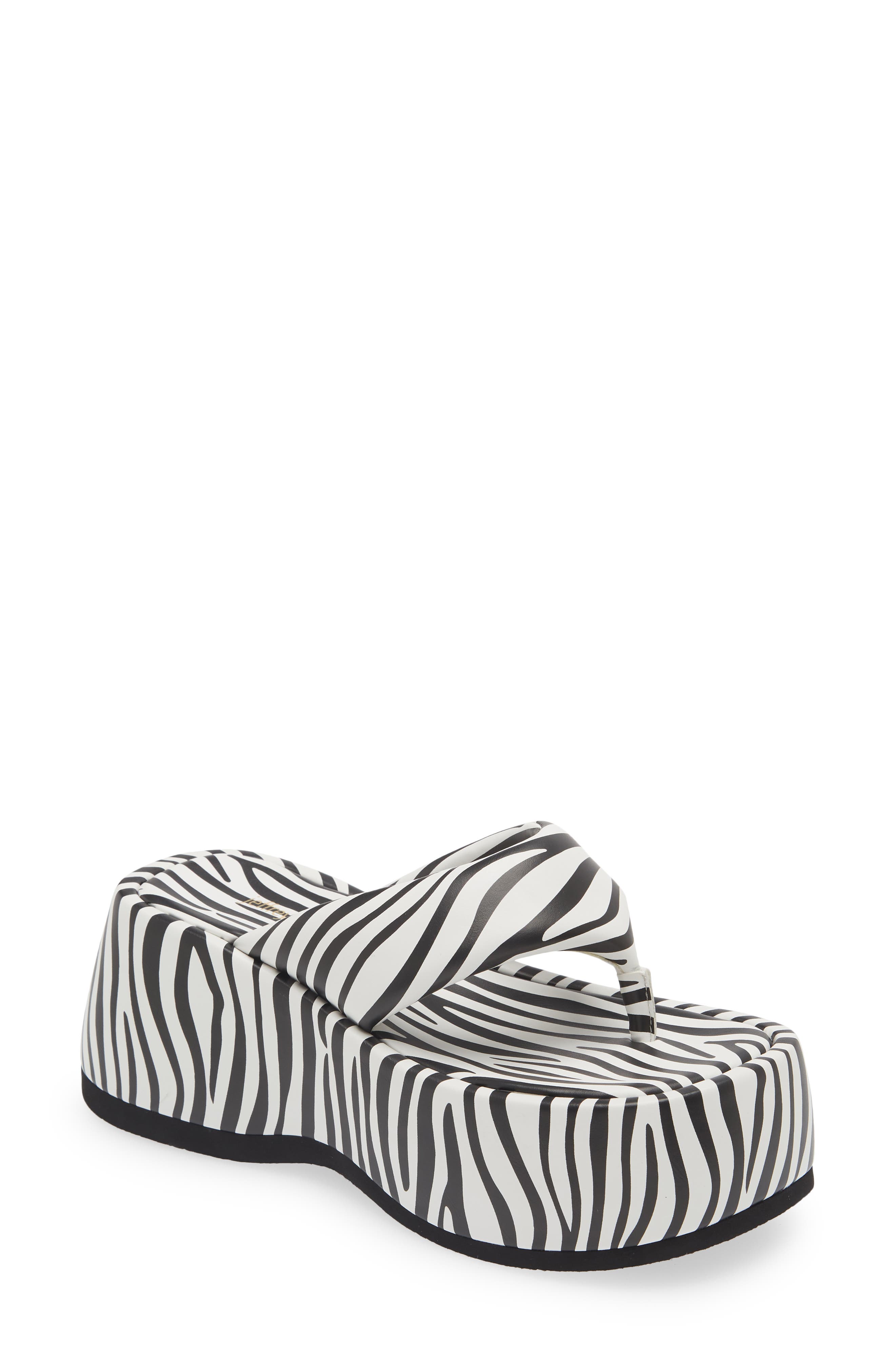 Jeffrey Campbell Crybaby Zebra Print Platform Sandal, Main, color, 
