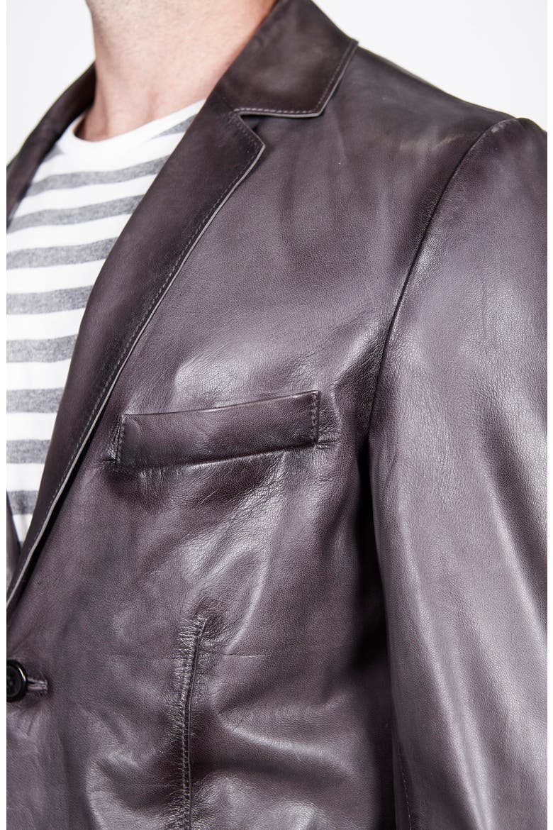 Vintage Leather Blazer, Alternate, color, CHARCOAL