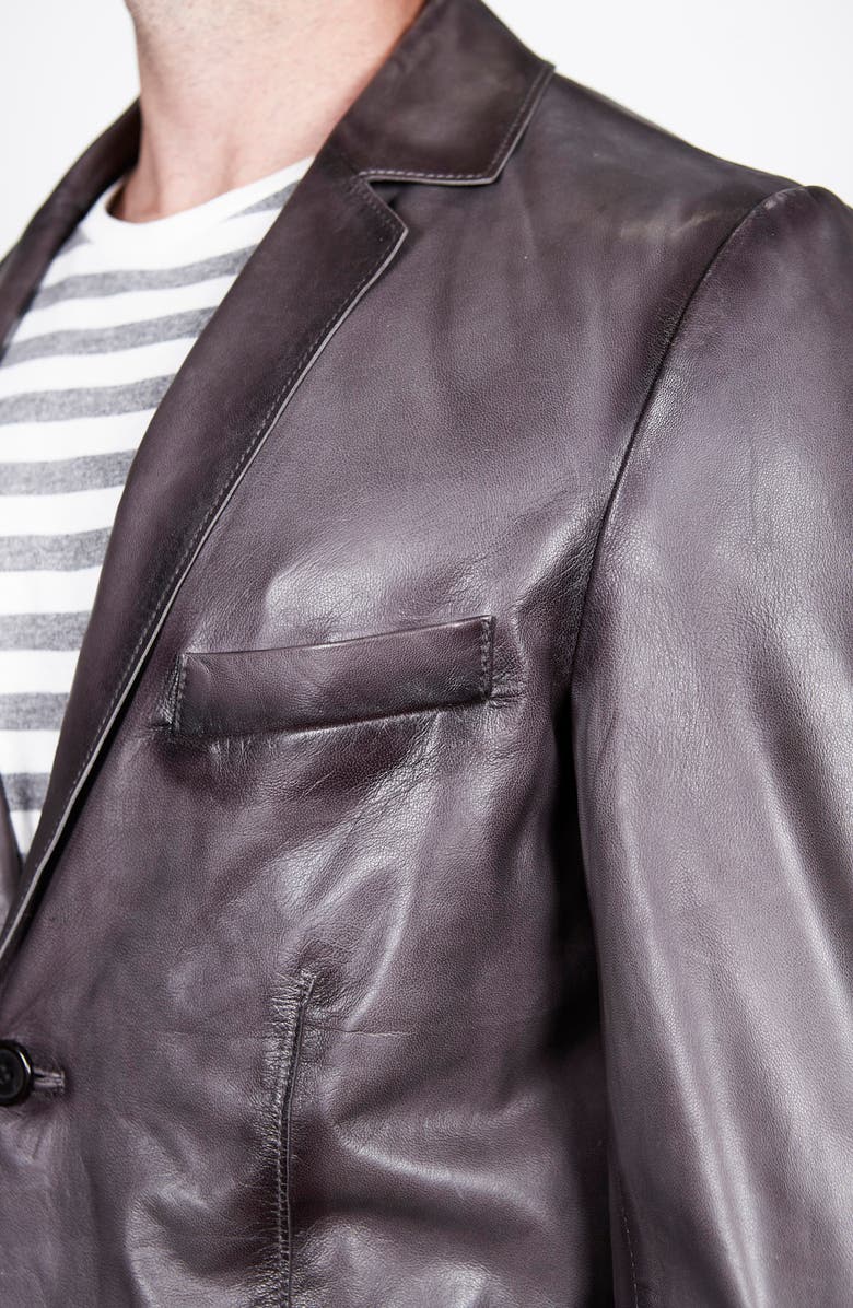 Missani Le Collezioni Vintage Leather Blazer, Alternate, color, Charcoal