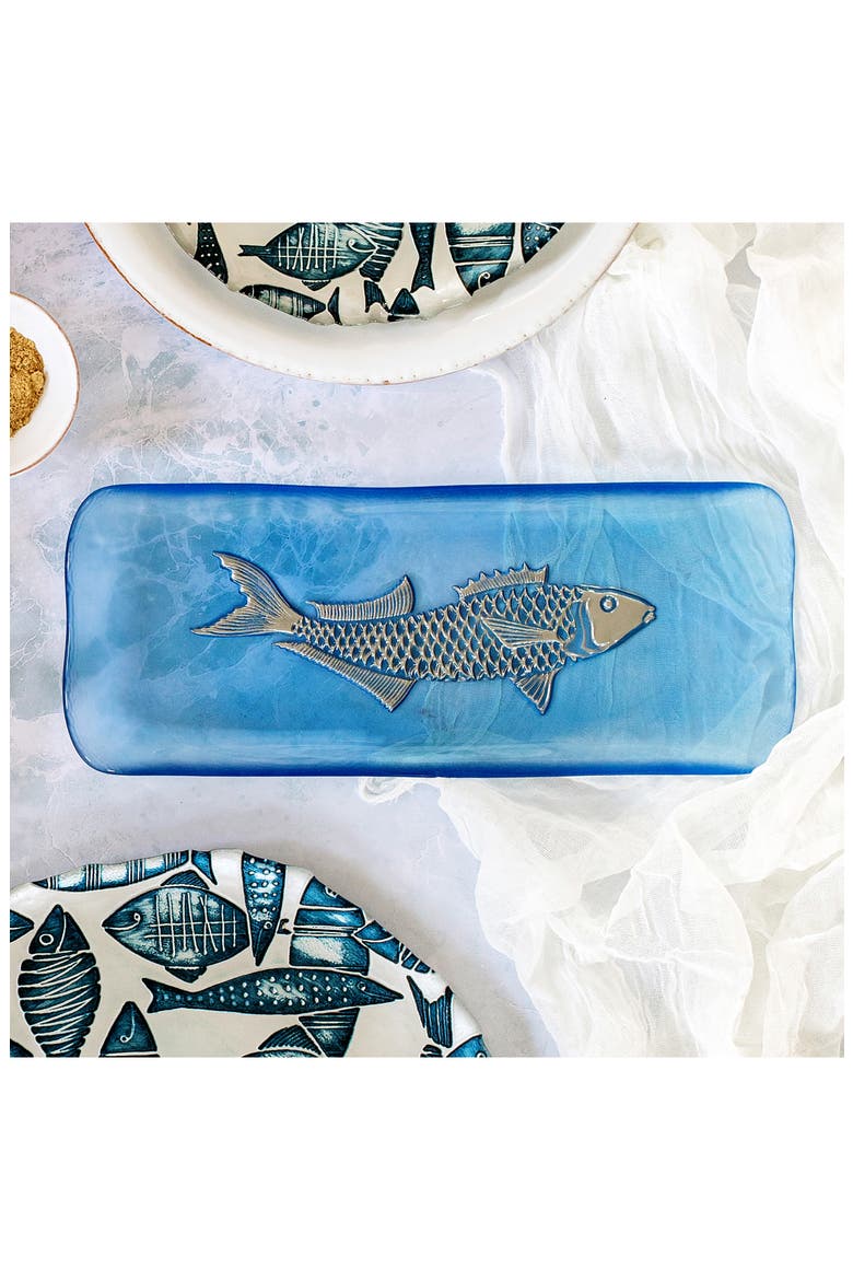 Isola Small Glass Serving Tray, Alternate, color, BLUE