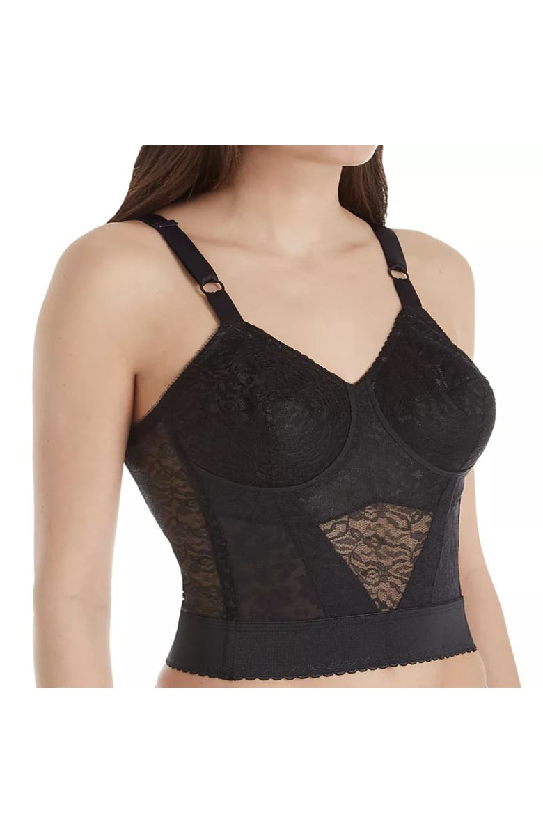 Rago Longline Wireless Shaping Bra with Expandable Cups, Alternate, color, Black