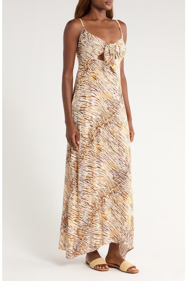 Cutout Tie Front Maxi Cover-Up Sundress, Alternate, color, NEUTRAL SAHARA