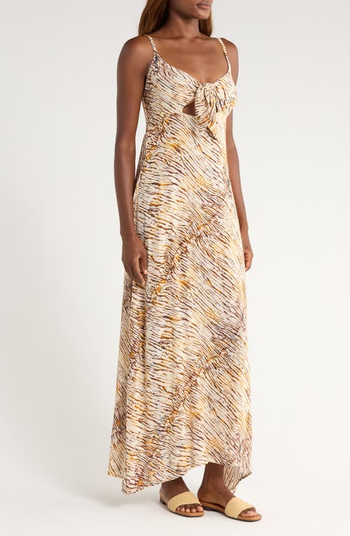 Elan Cutout Tie Front Maxi Cover-up Sundress In Multi