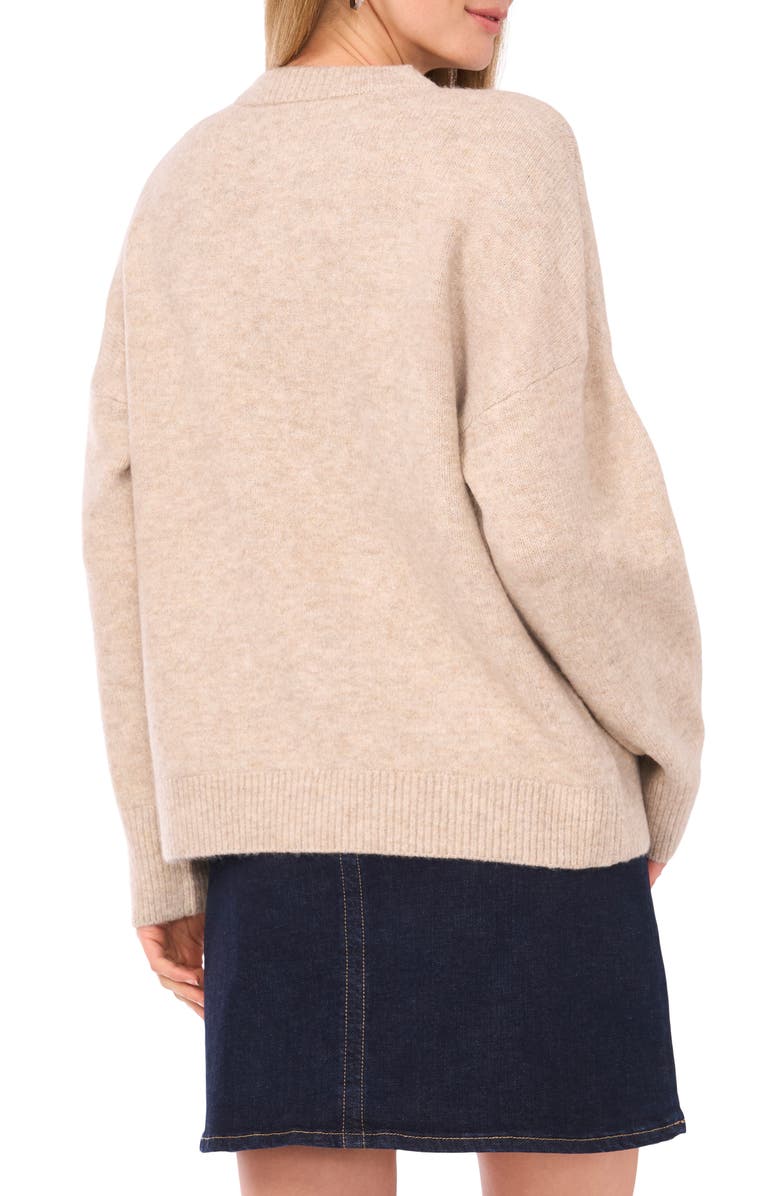 Vince Camuto Floral Jacquard Sweater, Alternate, color, Oatmeal