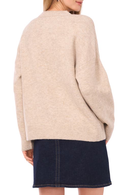 Vince Camuto Plus Size Flower Motif Crewneck Sweater In Brown
