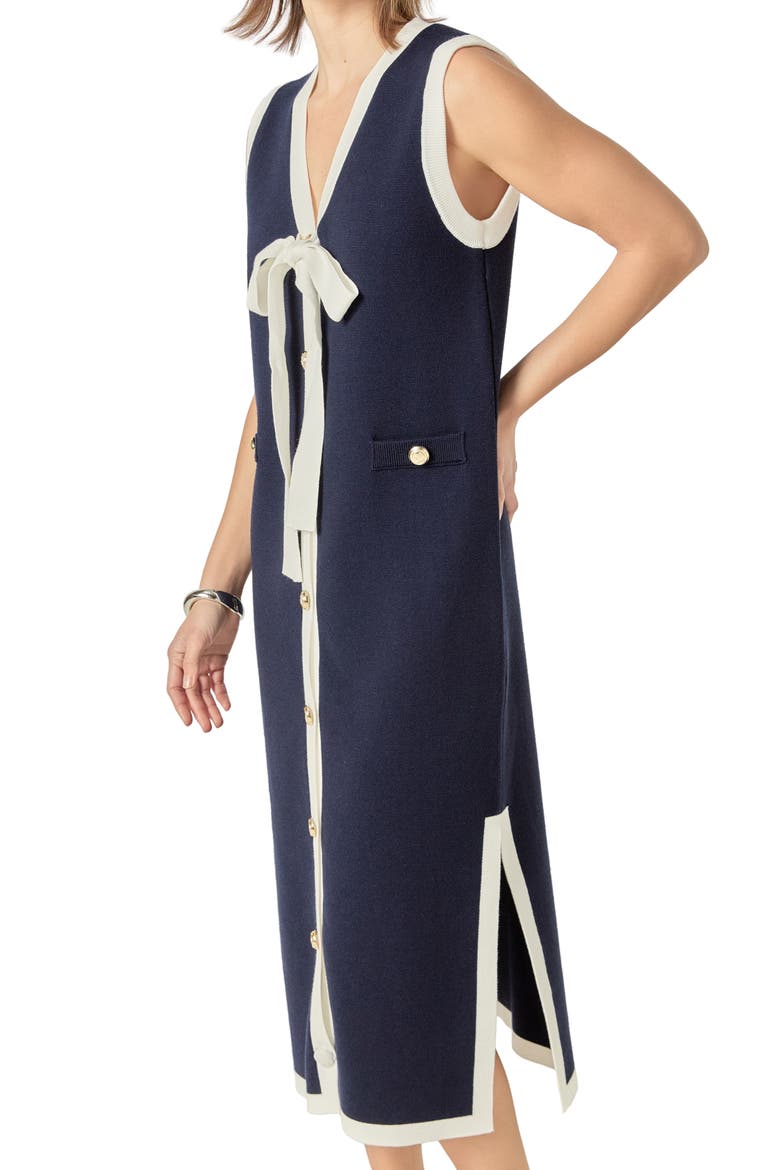 Sleeveless Sweater Dress, Alternate, color, NAVY/ WHITE