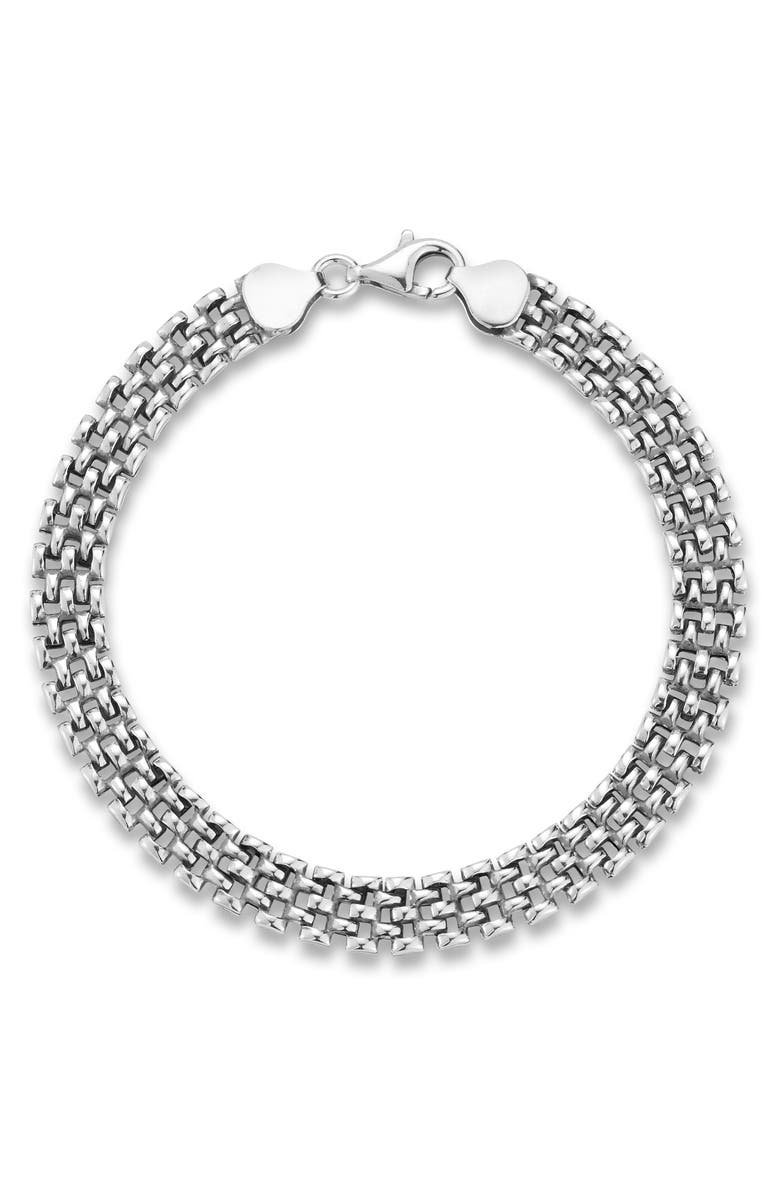 Yield of Men Oxidized Sterling Silver Panther Link Bracelet, Main, color, Silver
