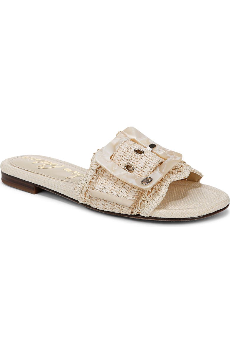 Sam Edelman Bambi Raffia Buckle Slide Sandal, Main, color, Linen