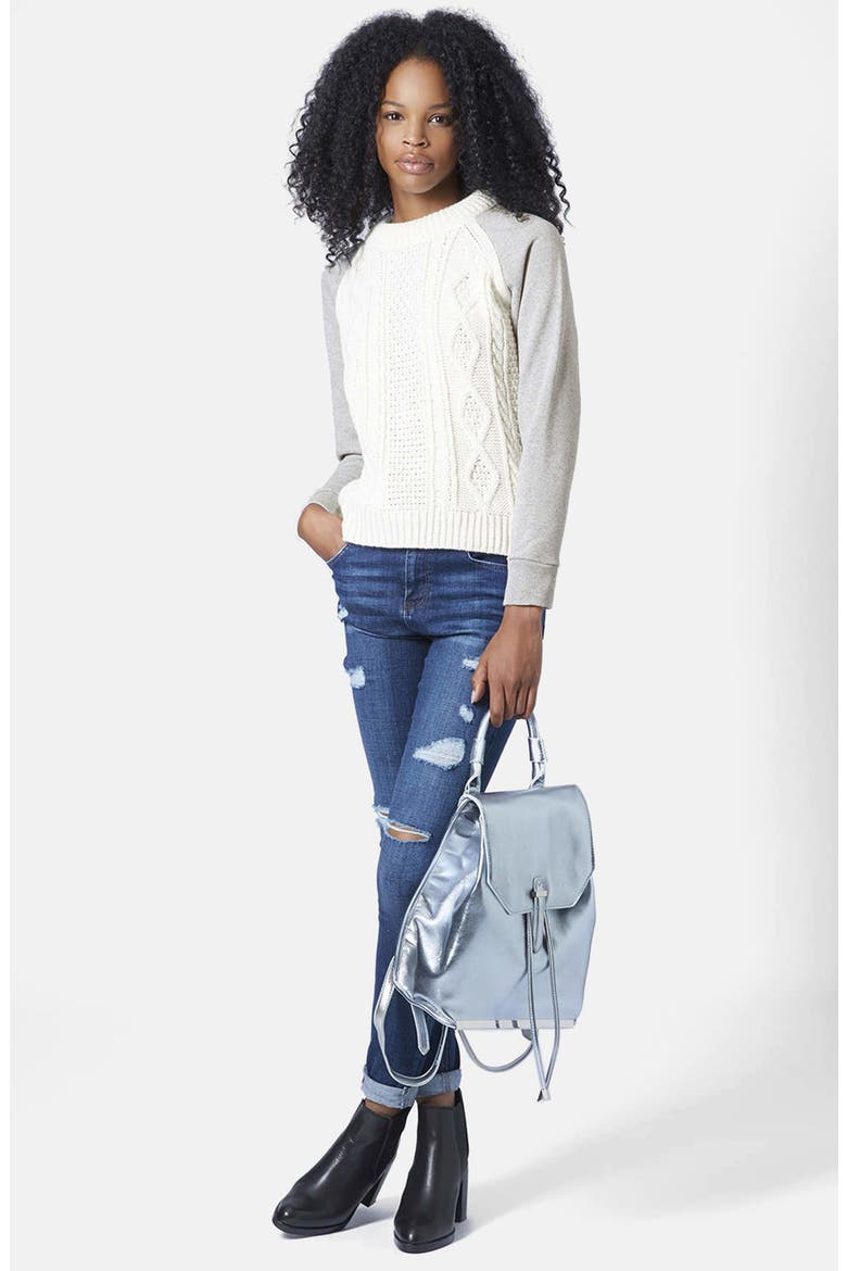 Moto Ripped Skinny Jeans, Alternate, color, DARK DENIM
