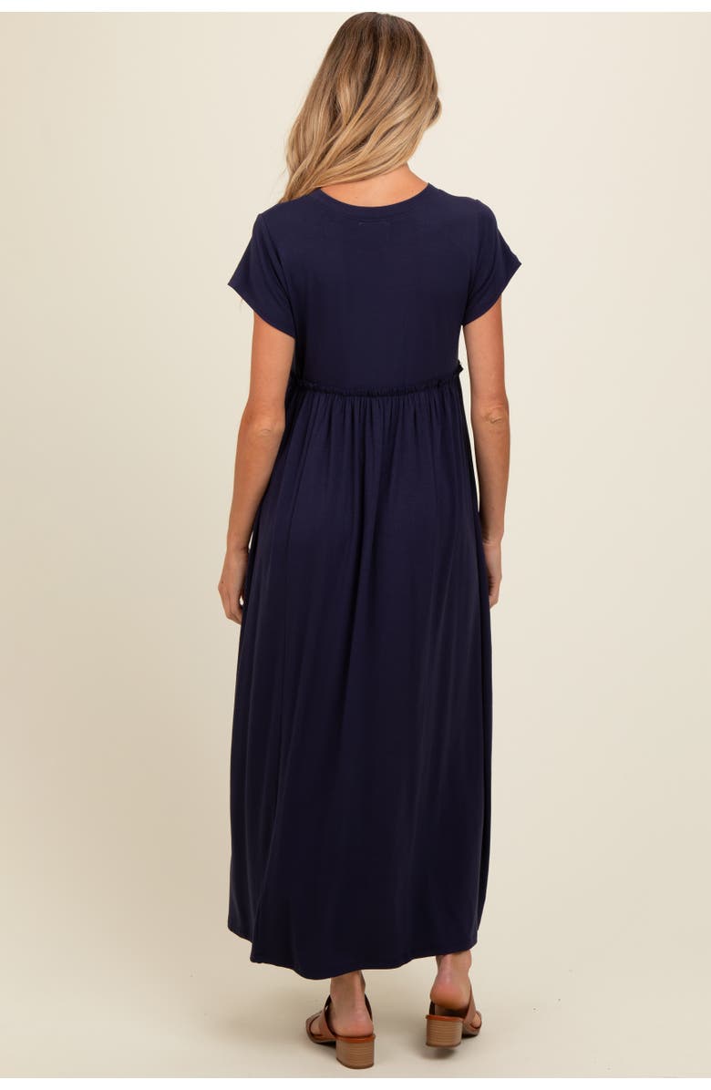 PinkBlush Ruffle Trim Maxi Dress, Alternate, color, Navy Blue