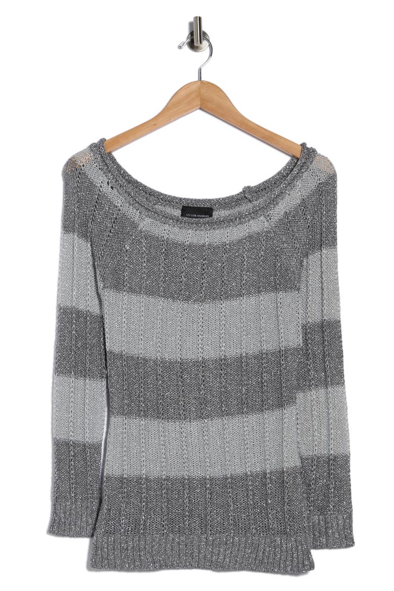 Stripe Long Sleeve Top, Alternate, color, SILVER