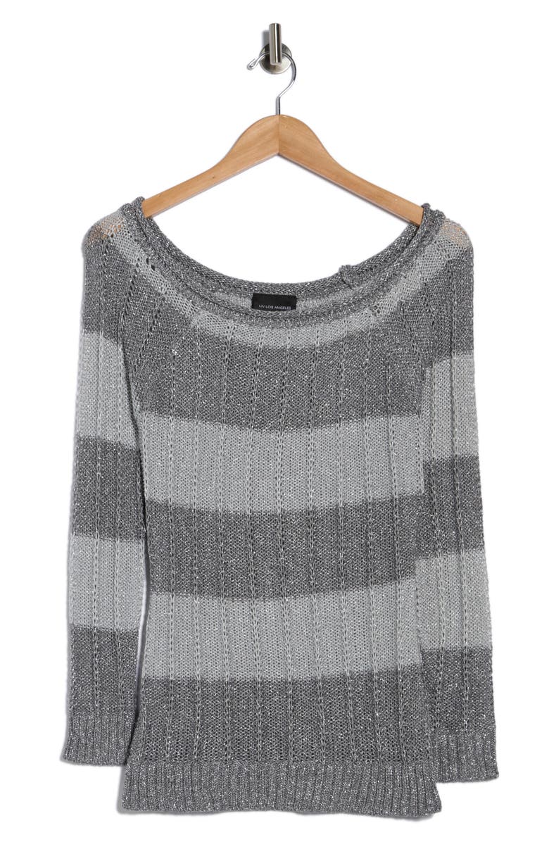 Forgotten Grace Stripe Long Sleeve Top, Main, color, Silver