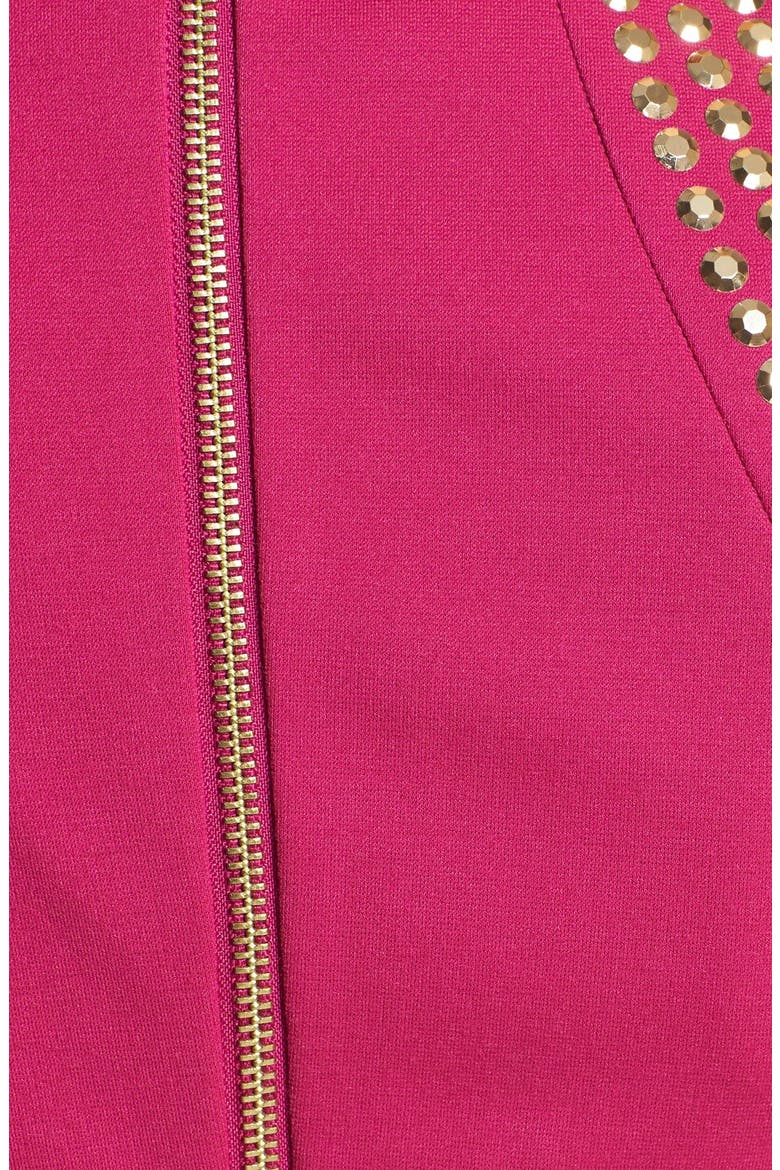 Studded Fit & Flare Ponte Dress, Alternate, color, DEEP FUCHSIA