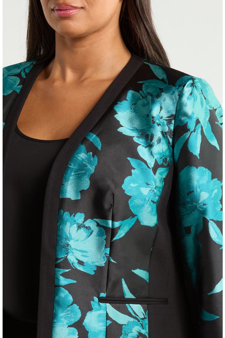 Floral Open Front Blazer, Alternate, color, BOTTLE TEAL MLT