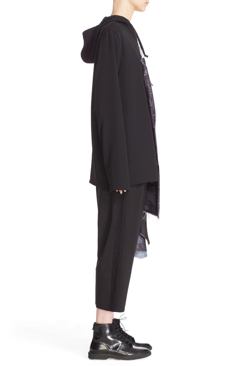 Koché Lace Print Hooded Blouse, Alternate, color, 