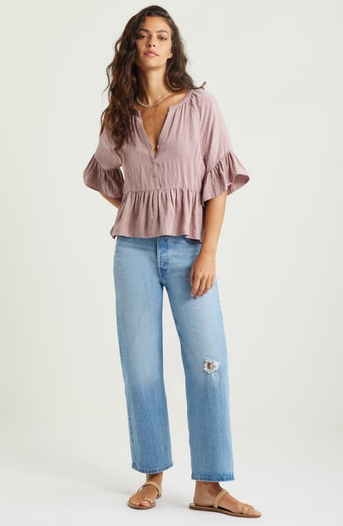 Treasure & Bond Ruffle Peplum Top In Pink Timber