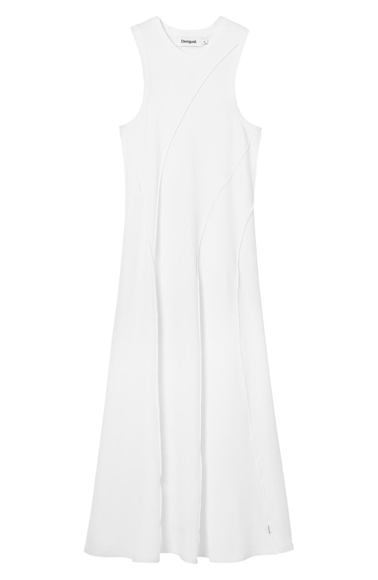 Desigual Ribbed Patchwork Midi Dress, Alternate, color, White