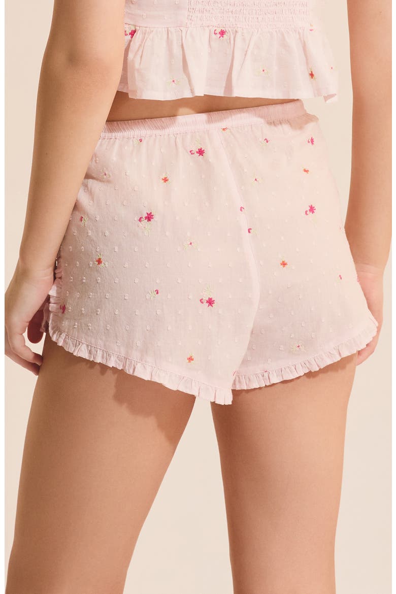 Oria Floral Swiss Dot Cotton Pajama Shorts, Alternate, color, PINK