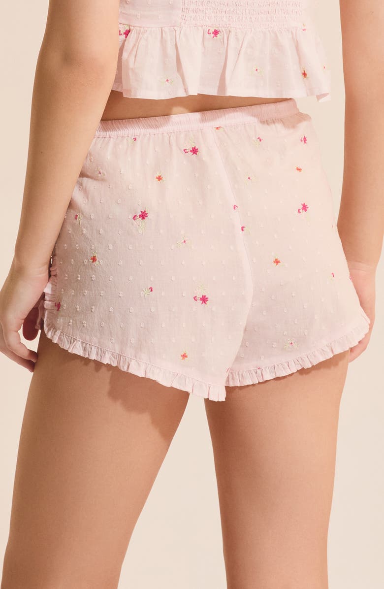 Etam Oria Floral Swiss Dot Cotton Pajama Shorts, Alternate, color, Pink
