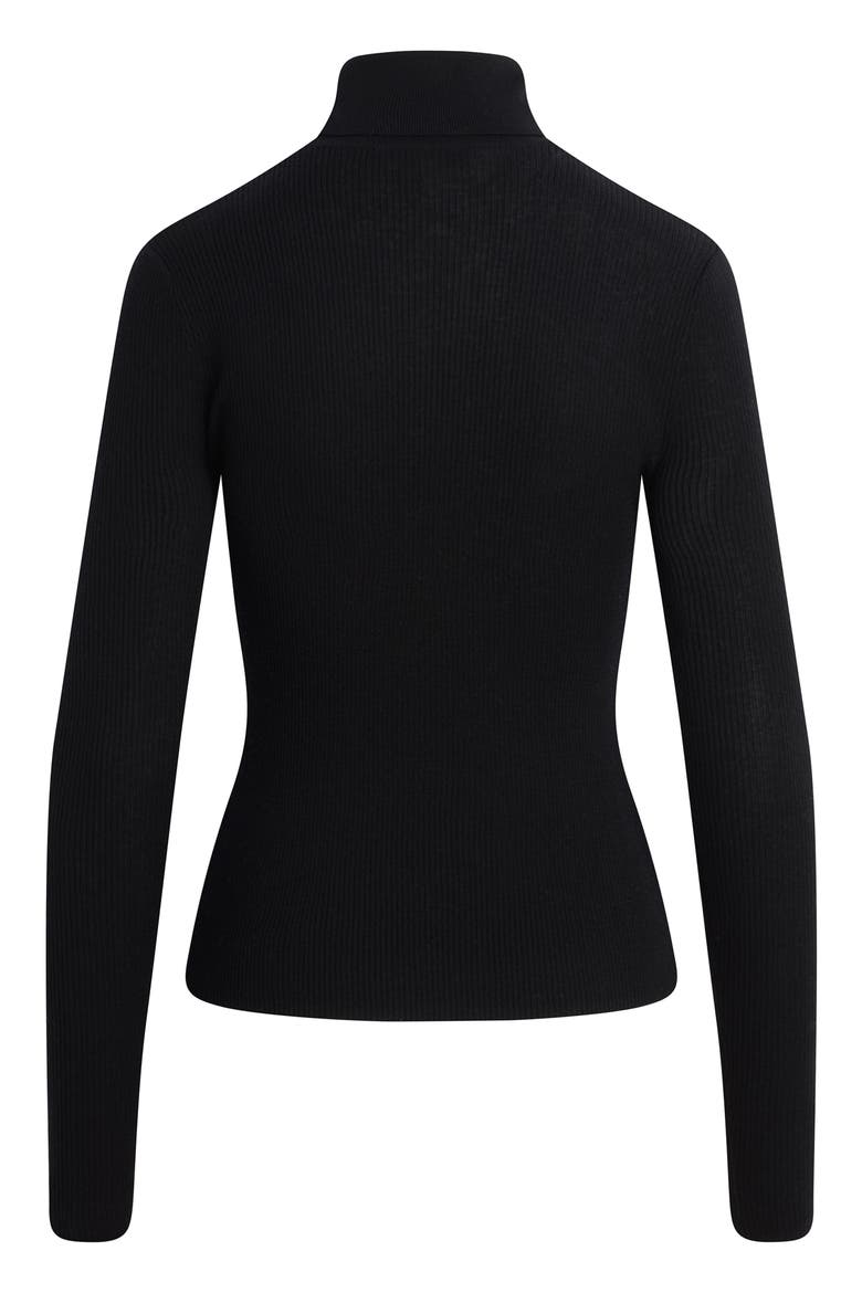 Amelia Rib Merino Wool Turtleneck Top, Alternate, color, BLACK