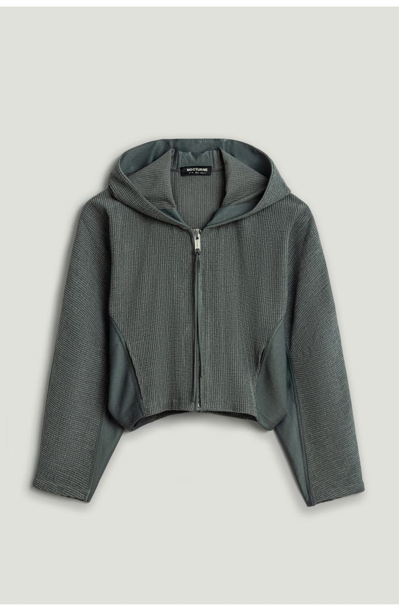 Nocturne Ribbed Zip-Up Hoodie Jacket, Alternate, color, Anthracite