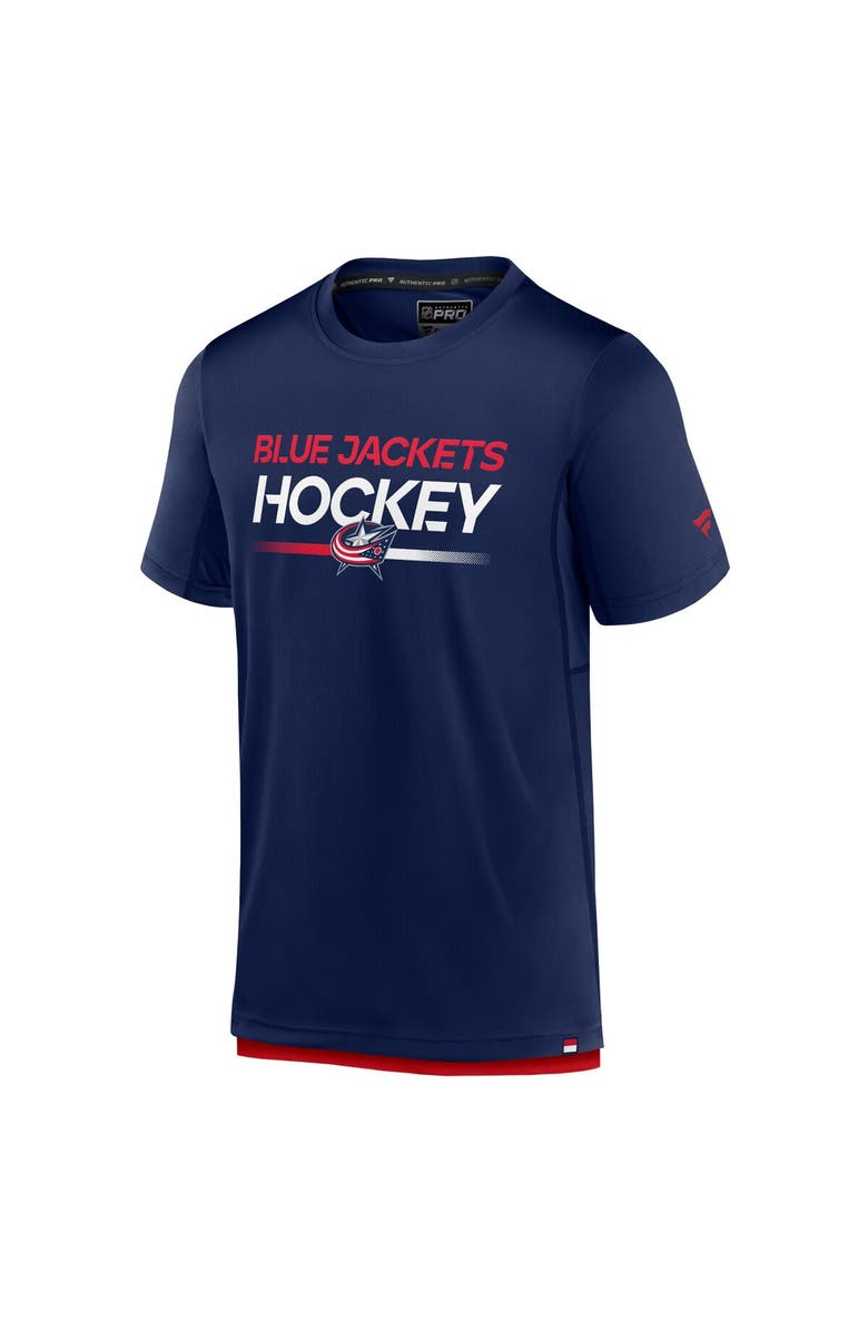 FANATICS Men's Fanatics Branded  Navy Columbus Blue Jackets Authentic Pro Tech T-Shirt, Alternate, color, 