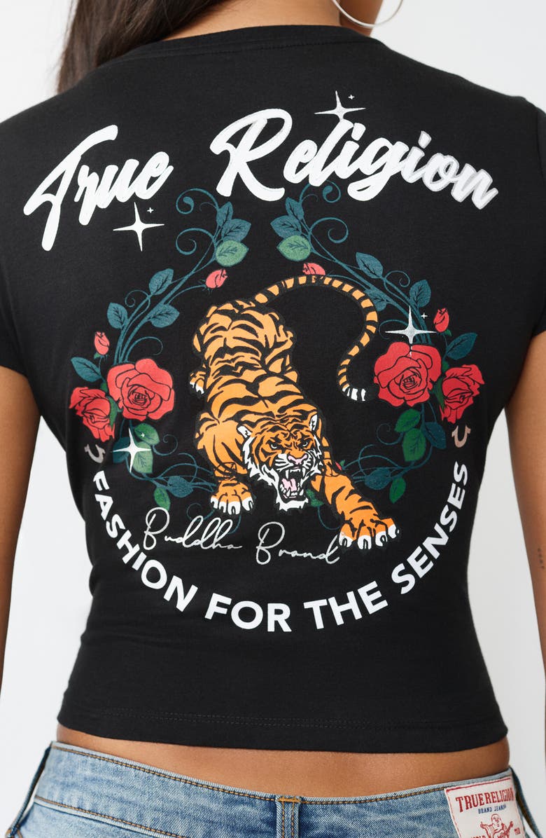 True Religion Tiger Shrunken Tee, Alternate, color, Jet Black