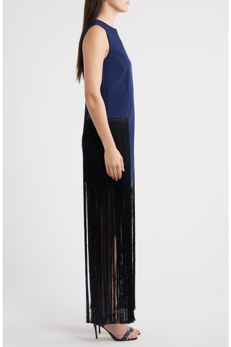 Salix Long Fringe Cocktail Dress, Alternate, color, NAVY/BLACK