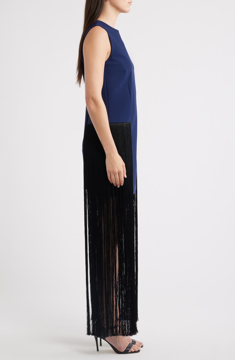 Chiara Boni La Petite Robe Salix Long Fringe Cocktail Dress, Alternate, color, Navy/Black