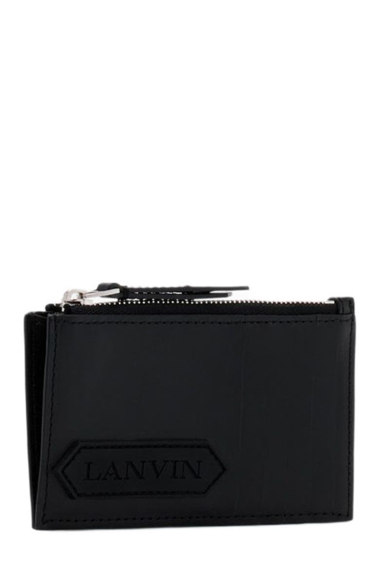 Lanvin Signature Leather Cardholder, Alternate, color, Black