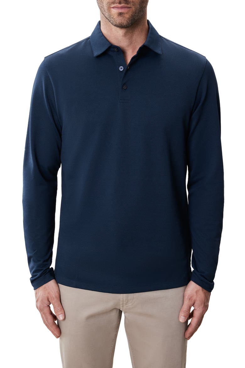 Luciano Long Sleeve Twill Polo, Main, color, DARK CASPIAN